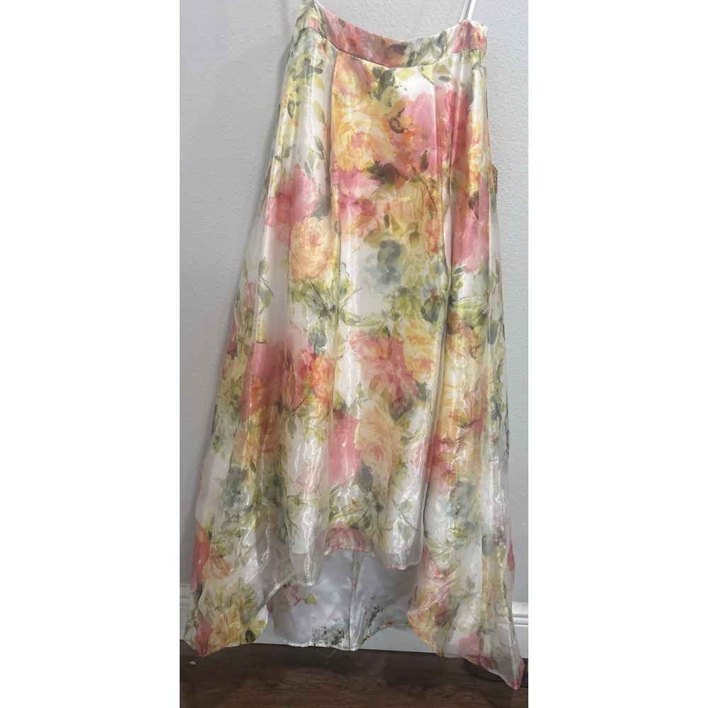 City Studio Floral Hi Lo Skirt with Sheer Overlay Size 1 Say Yes Prom Macy's